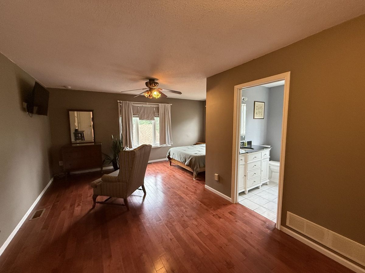 Master suite bedroom on its own private upstairs floor